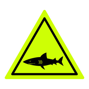 shark warning sign isolated