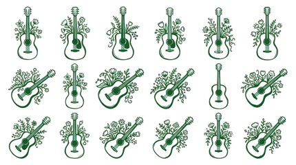 Collection of Decorative Guitars with Floral Embellishments. © Berkah