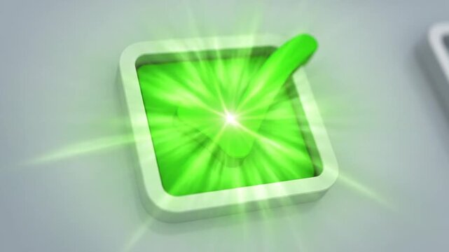 3D Check Mark in Square Box with Blue Glow - Concept of Success and Approval