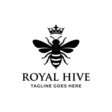 Crowned honeybee logo for royal quality and nature brands.