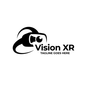 Futuristic VR headset eye icon for virtual reality and technology.