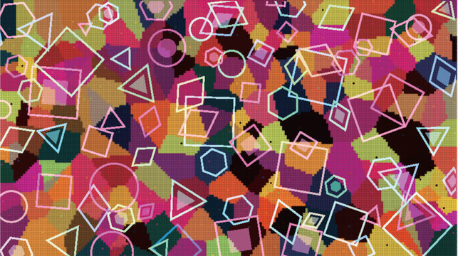 Vibrant Abstract Mosaic Pattern with Geometric Shapes Background