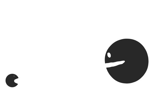 Two heads open their mouths, muttering something. Animals or funny creatures with round faces.