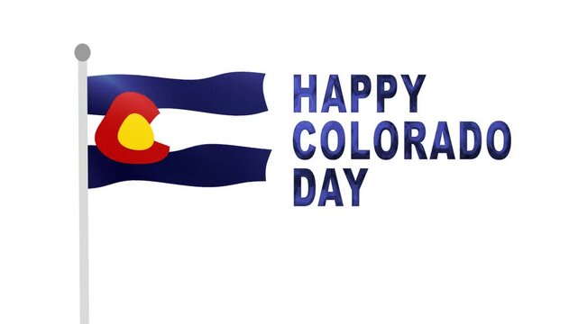 Waving colorado state flag with celebratory text design for colorado day. Suitable for banners, holiday cards, and state pride events.