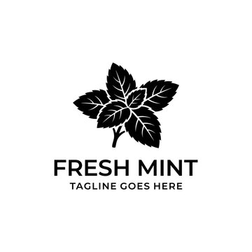 Fresh mint leaves organic herbal logo.