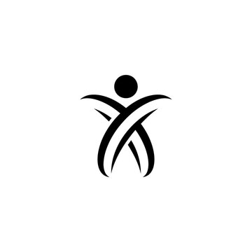 Abstract Human Figure Logo, Silhouette, Modern Minimalist Design, Isolated On White