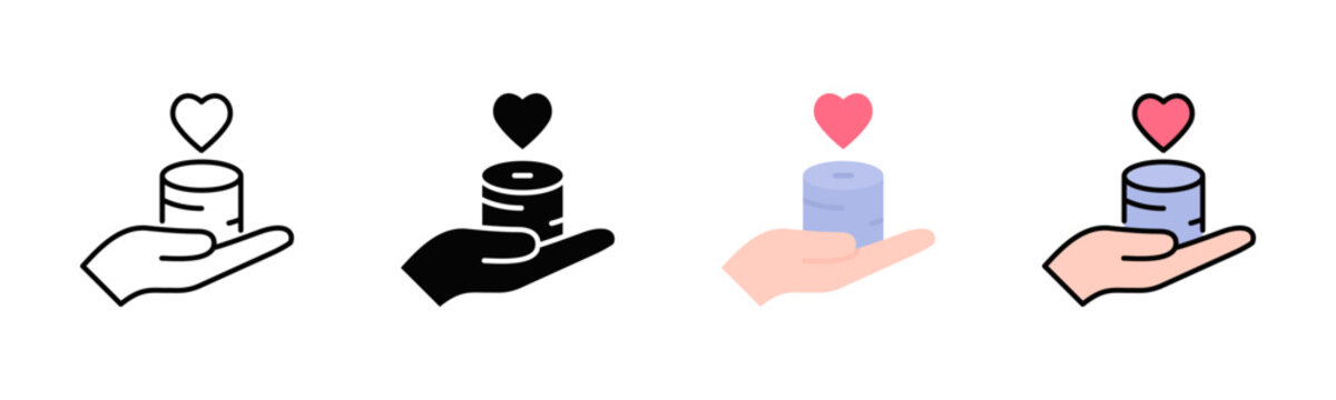Food Donation Icon Pack In Multiple Styles