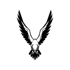 Fototapeta premium Aggressive Eagle Talon Dive Black White Vector Graphic