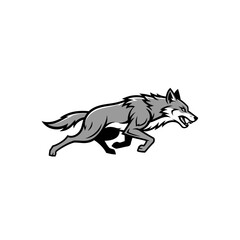 Fototapeta premium Aggressive Wolf Running Silhouette Mascot, Vector Art