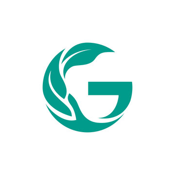 G logo with leaf and hand shape