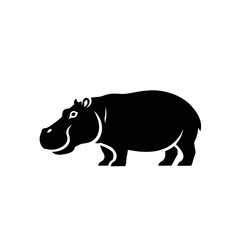 Obraz premium Black Silhouette of a Hippopotamus on White Background, Vector Graphic