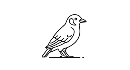 Minimalist Outline Icon of a Small Bird Standing on a Branch - Vector Illustration © Sista
