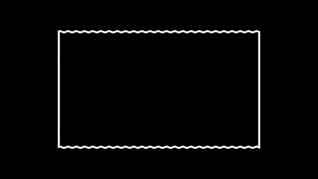 White rectangle with wavy edges on black background