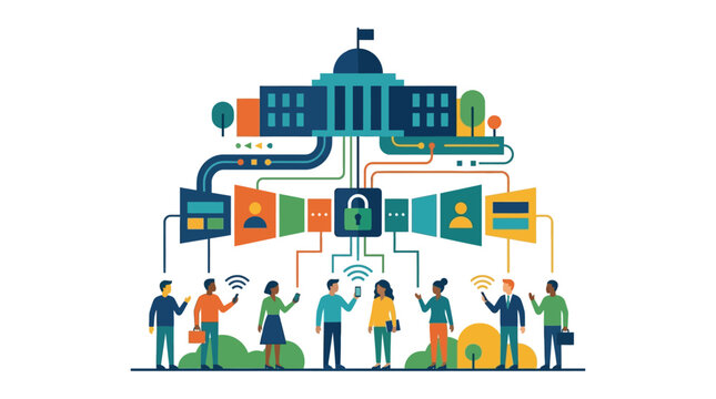 Government Digital Security and Data Privacy Illustration