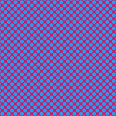 ‎Bright cyan polka dot pattern on a vibrant magenta background.  © Buldan
