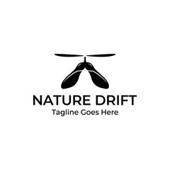 Sycamore seed samara logo with nature drift text. © LenteraCinema