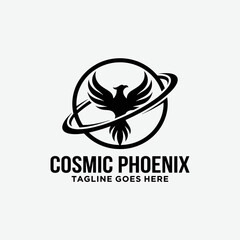 Stylized cosmic phoenix logo soaring through planetary rings. © LenteraCinema