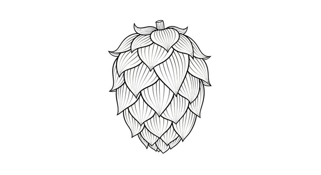 Hand-drawn hop cone illustration, ingredient for beer brewing, isolated on white background