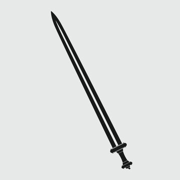 Black Long Sword Migration Era Silhouette Ancient Soldier Weapon Isolated