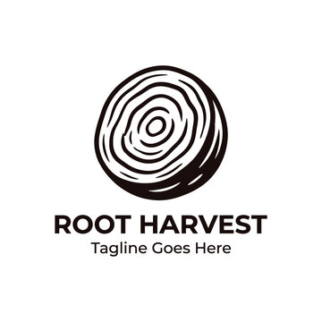 Organic root cross-section logo design.