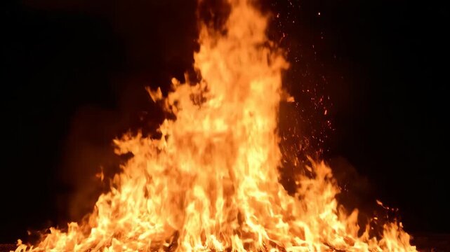 Intense Fire Explosion with Bright Flames and Smoke.