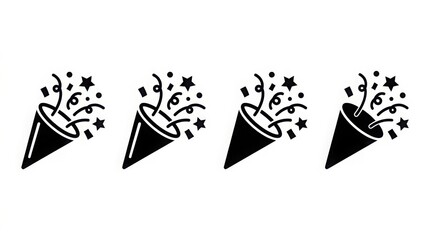 Fototapeta premium Festive party popper celebration with confetti and stars