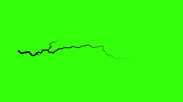 Black Ink Scribble Stroke Animation on Bright Green Screen.