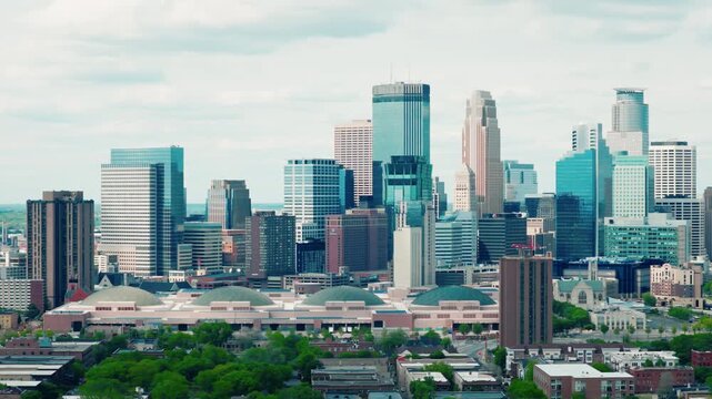 Minneapolis downtown from Minneapolis. Twin Cities architecture in summer. Ideal for docs or real estate.