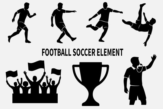vector silhouettes of soccer player