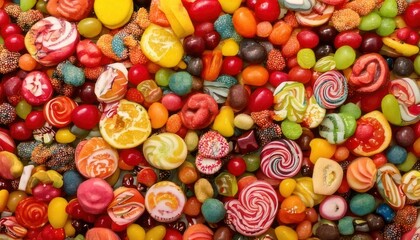 Fototapeta premium Colorful Candy Assortment - A Sweet and Tempting Confectionery Delight.