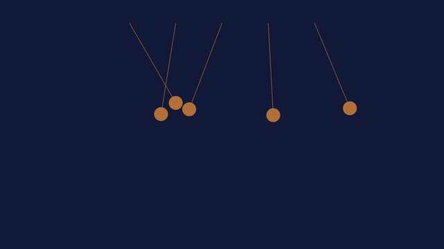 Newton's cradle kinetic energy physics pendulum motion on dark animation 4k background