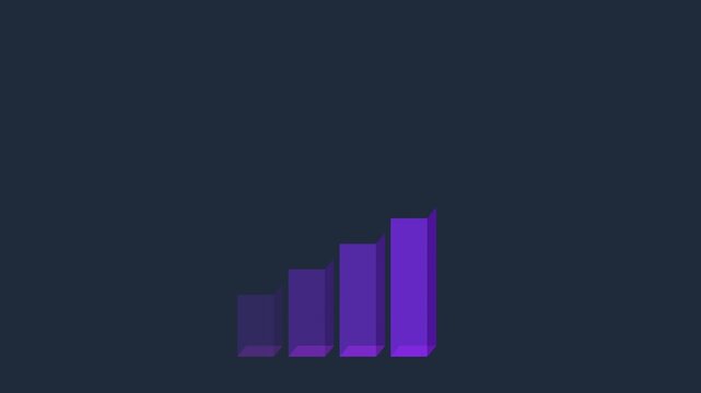 Purple 3 d bar chart rising animation for business growth and financial data analysis 4k 3d graph statistics