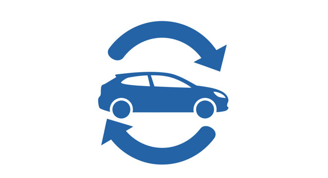 A blue icon showing a generic car with circular arrows for transportation