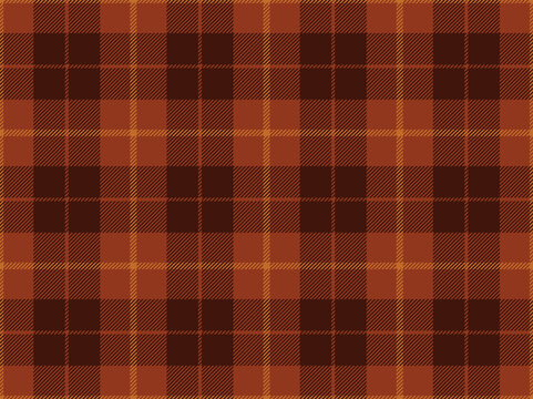 Fall plaid seamless pattern, dark chocolate brown check background autumn fabric texture