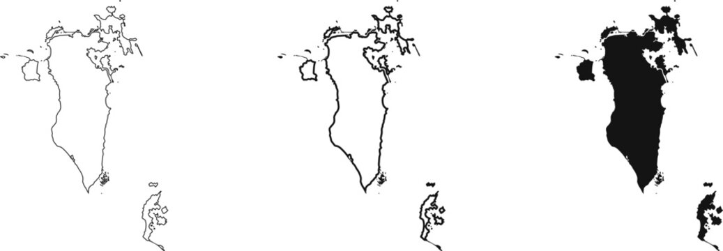 Bahrain Map Vector Outline, Kingdom Of Bahrain Country Border Silhouette, Bahrain Islands Geographic Shape SVG PNG EPS