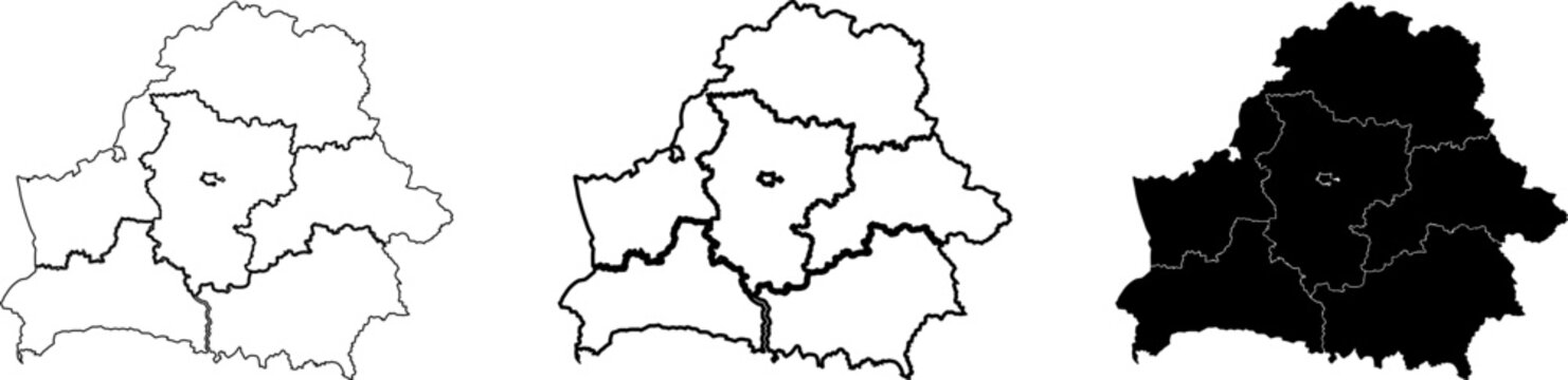 Belarus Map Administrative Regions Vector, Republic Of Belarus Oblast Boundaries, Country Subdivision Map SVG PNG EPS