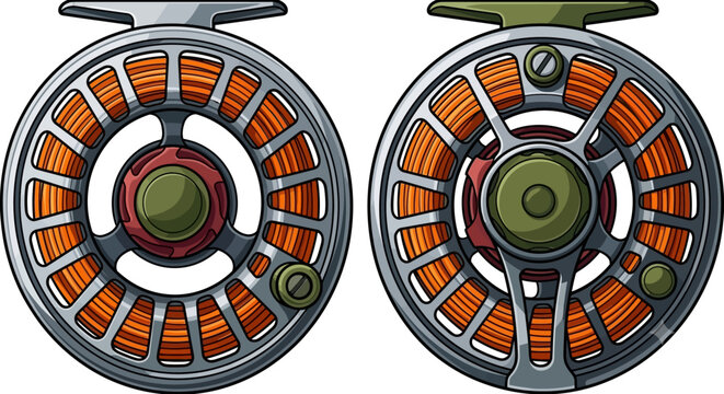 Set of professional fly fishing reels for sport angling