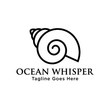 Minimalist seashell logo representing marine life and ocean serenity.