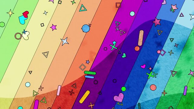 Colorful cartoon hand-drawn style background is played in a loop.