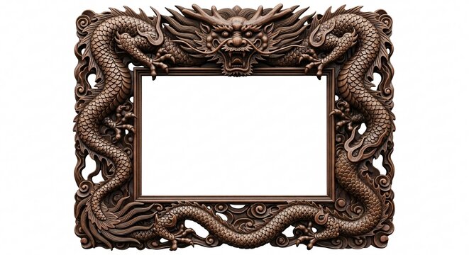 Intricate dragon frame design with empty space for artwork or display