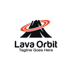 Volcano logo with red planetary ring. © HK