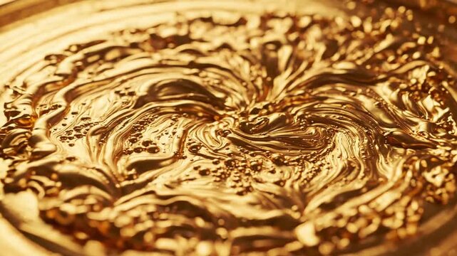 Molten Liquid Gold Swirling and Pouring Macro