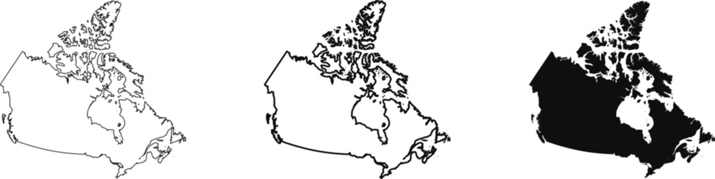 Canada Map Outline Provinces Border Vector Silhouette Country Geographic Contour SVG PNG EPS Clipart