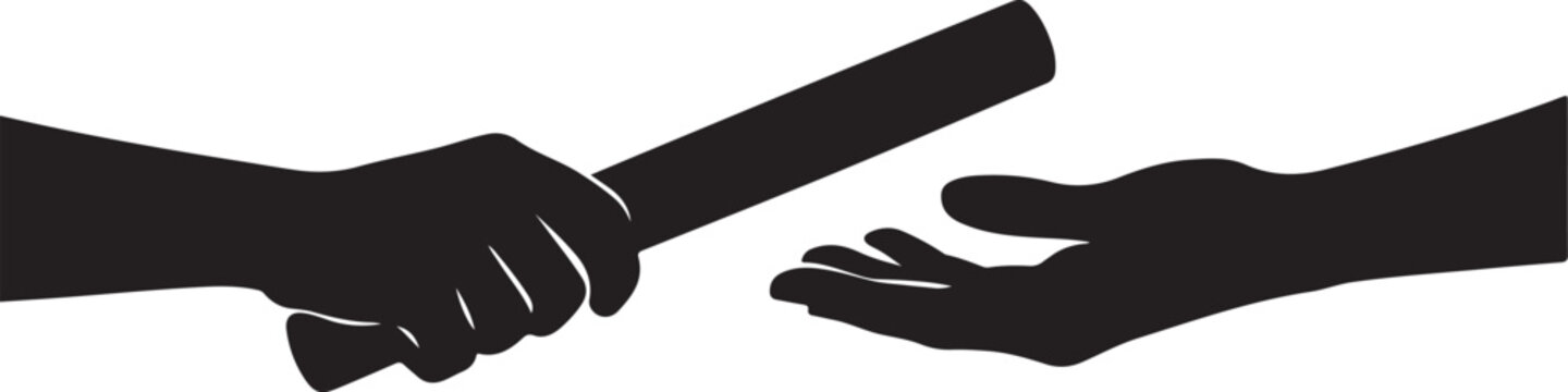  Two hands passing a baton silhouette vector
