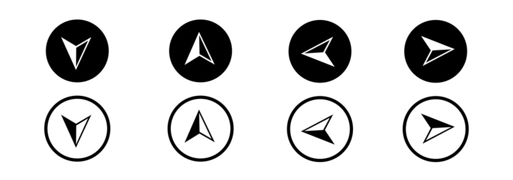 Compass icon set for navigation and direction, Solid black and outline illustration pack