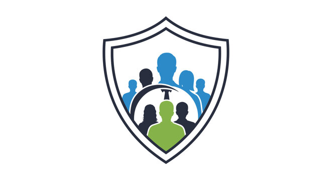 Team Security Shield with People Silhouettes and Clock Icon