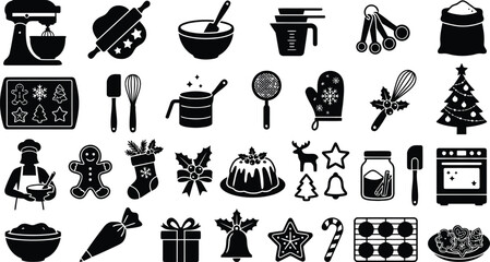 Holiday kitchen and baking festive icons set © SULTAN MIAH