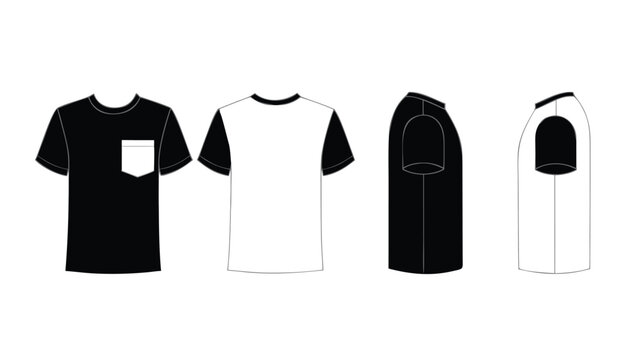 Colorblock Pocket T Shirt Apparel Production Template