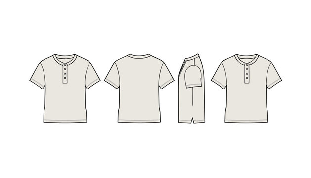 Cream Henley Shirt Clothing Technical Drawing