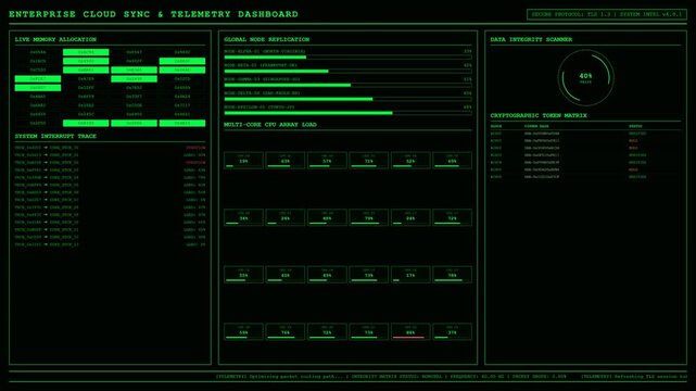 Enterprise Cloud Sync Telemetry Dashboard CPU Server Monitoring Animation.